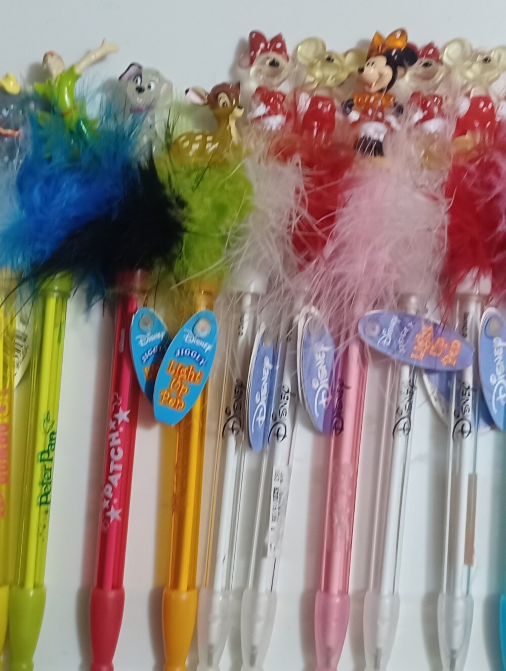 Vtg Disney Light Up Jiggly Feather Pen Lot 13 NWT BRAND NEW ALL TESTED WORKING